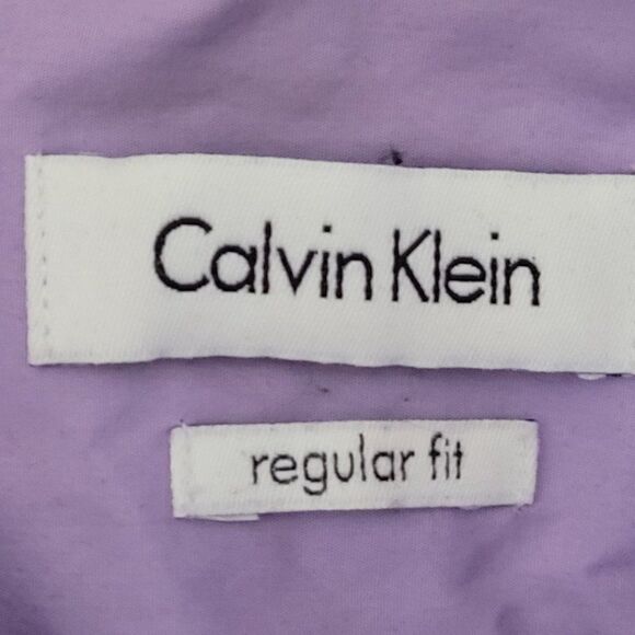 Mens Calvin Klein Dress Shirt 17 36/37 Lilac Purple Regular Fit Button Up Cotton - Picture 12 of 12